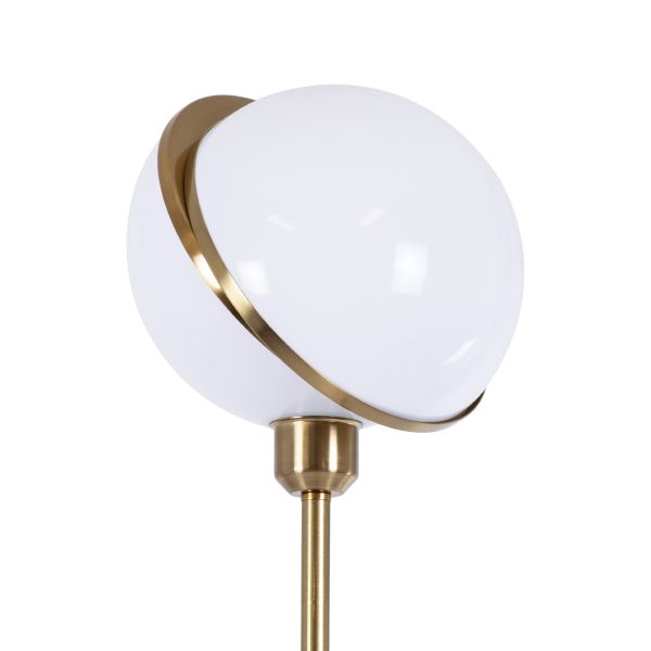 GloboStar® HUDSON 00500 Μοντέρνο Φωτιστικό Δαπέδου Μονόφωτο 1 x E27 Χρυσό Μεταλλικό Μπάλα Λευκό με Χρυσό D20 x H177cm