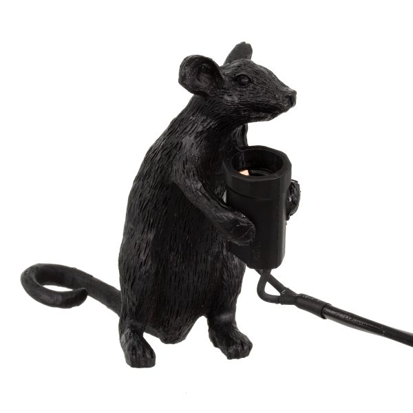 GloboStar® MOUSE 00678 Vintage Επιτραπέζιο Φωτιστικό Πορτατίφ Λαμπατέρ Μονόφωτο με Ντουί 1 x E14 AC 230V Μαύρο Πλαστικό Μ12 x Π4 x Υ10cm