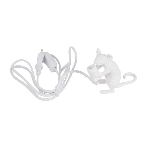 GloboStar® MOUSE 00679 Vintage Επιτραπέζιο Φωτιστικό Πορτατίφ Λαμπατέρ Μονόφωτο με Ντουί 1 x E14 AC 230V Λευκό Πλαστικό Μ12 x Π4 x Υ10cm