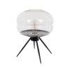 GloboStar® JAVAN 00736 Μοντέρνο Επιτραπέζιο Φωτιστικό Πορτατίφ Λαμπατέρ Μονόφωτο Διάφανο Γυάλινο Μαύρο Μεταλλικό Φ30 x Υ19cm