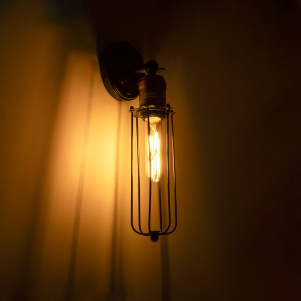 GloboStar® CATEL 01055 Vintage Industrial Φωτιστικό Τοίχου Απλίκα Μονόφωτο Μαύρο Μεταλλικό Πλέγμα Μ10.5 x Π11 x Υ35.5cm