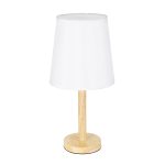 GloboStar® NAPHIE 01208 Κλασικό Επιτραπέζιο Φωτιστικό Πορτατίφ Μονόφωτο 1 x E27 Ξύλινο με Λευκό Καπέλο Φ21 x Υ42cm