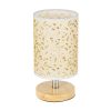 GloboStar® MOSAIC 01262 Κλασικό Επιτραπέζιο Φωτιστικό Πορτατίφ Μονόφωτο 1 x E27 Ξύλινο με Μπεζ Καπέλο Φ14 x Υ26cm