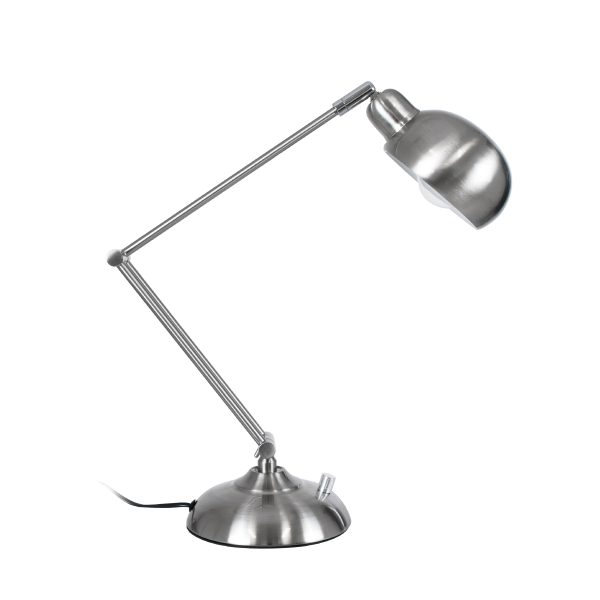 GloboStar® OFFICE CHROME 01393 Μοντέρνο Επιτραπέζιο Φωτιστικό Πορτατίφ Μονόφωτο 1 x E27 Χρώμιο Νίκελ Μεταλλικό Φ14 x Υ80cm