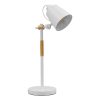 GloboStar® VERITY 01440 Μοντέρνο Επιτραπέζιο Φωτιστικό Πορτατίφ Μονόφωτο Λευκό Μεταλλικό με Ξύλινες Λεπτομέρειες Φ13 x Υ56cm