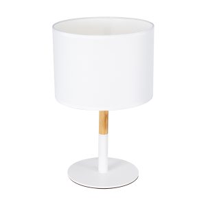 GloboStar® BRONX 01520 Μοντέρνο Επιτραπέζιο Φωτιστικό Πορτατίφ Μονόφωτο 1 x E27 Λευκό Μεταλλικό με Καπέλο Φ25xY40cm