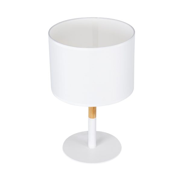 GloboStar® BRONX 01520 Μοντέρνο Επιτραπέζιο Φωτιστικό Πορτατίφ Μονόφωτο 1 x E27 Λευκό Μεταλλικό με Καπέλο Φ25xY40cm