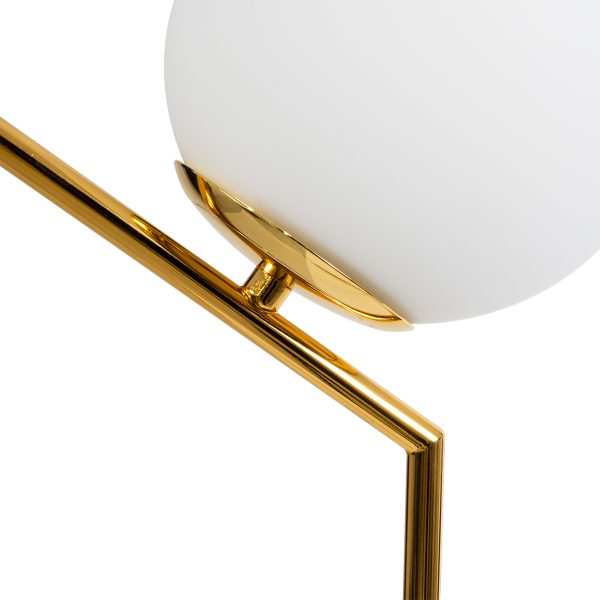 GloboStar® ELFIS GOLD 01551 Μοντέρνο Επιτραπέζιο Φωτιστικό Πορτατίφ Μονόφωτο 1 x E27 Χρυσό Μεταλλικό με Λευκό Γυαλί Μπάλα Φ15 x Υ53cm