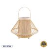 GloboStar® CATHY 02006 Boho Επιτραπέζιο Φωτιστικό Πορτατίφ Μονόφωτο 1 x E27 AC220-240V IP20 - Φ30 x Υ22cm - Μπεζ Ύφασμα με Μπεζ Ξύλινο Μπαμπού Πλέγμα