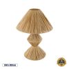 GloboStar® LUANA 02107 Boho Επιτραπέζιο Φωτιστικό Μονόφωτο 1 x E27 AC220-240V IP20 - Φ40 x Υ50cm - Μπεζ Καφέ Φυσική Ράφια Άχυρο Καπέλο