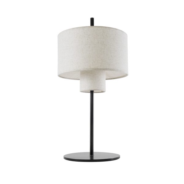 GloboStar® MARIGOLD 02227 Μοντέρνο Επιτραπέζιο Φωτιστικό Τρίφωτο 3 x E27 AC220-240V IP20 - Φ36 x Υ70cm - Μαύρο Μεταλλικό με Λευκό Μπεζ Καπέλο