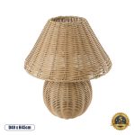 GloboStar® PERU 02239 Boho Επιτραπέζιο Φωτιστικό Μονόφωτο 1 x E27 AC220-240V IP20 - Φ40 x Υ45cm - Μπεζ Ξύλινο Καμπάνα
