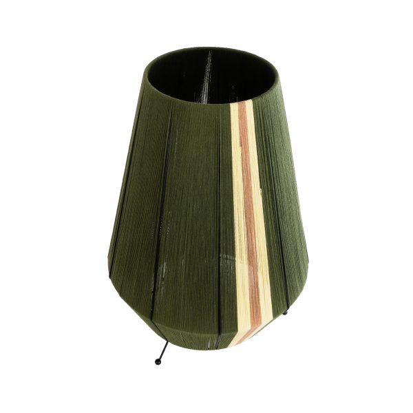 GloboStar® SALERNO 02332 Boho Επιτραπέζιο Φωτιστικό Μονόφωτο 1 x E27 AC220-240V IP20 - Φ50 x Υ70cm - Πράσινο με Μπεζ και Καφέ Λεπτό Νήμα Βαμβακερό Πλέγμα
