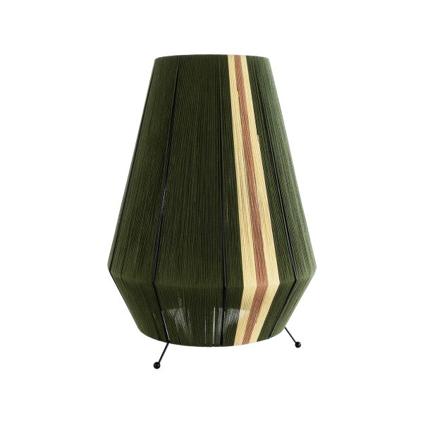 GloboStar® SALERNO 02332 Boho Επιτραπέζιο Φωτιστικό Μονόφωτο 1 x E27 AC220-240V IP20 - Φ50 x Υ70cm - Πράσινο με Μπεζ και Καφέ Λεπτό Νήμα Βαμβακερό Πλέγμα