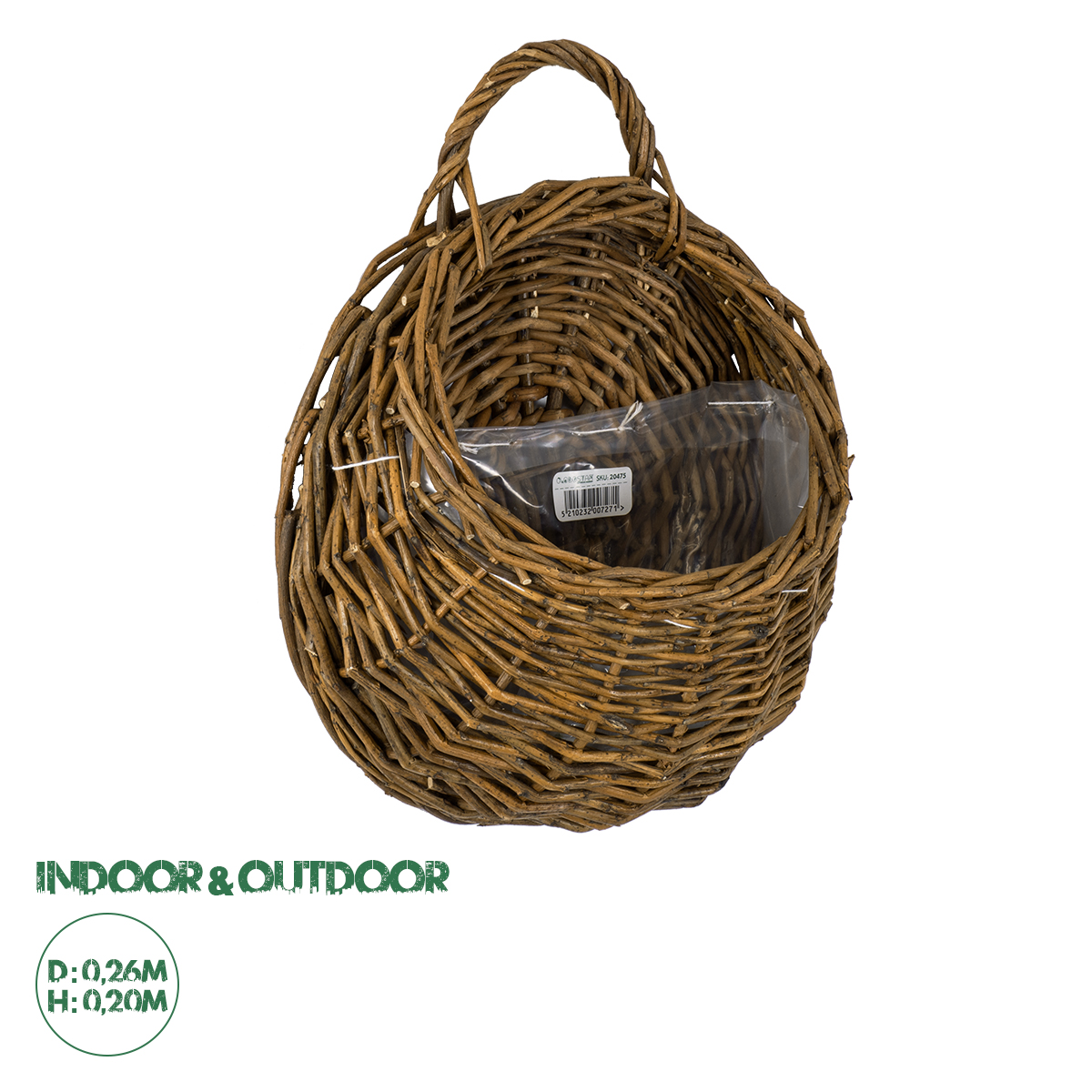 GloboStar® Artificial Garden SXOINOUSA 20475 Επιτοίχιο Ρατάν Πλεκτό Κασπώ Γλάστρα - Flower Pot Καφέ Φ26cm x Υ20cm
