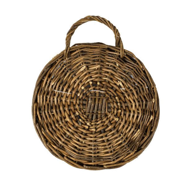 GloboStar® Artificial Garden SXOINOUSA 20475 Επιτοίχιο Ρατάν Πλεκτό Κασπώ Γλάστρα - Flower Pot Καφέ Φ26cm x Υ20cm