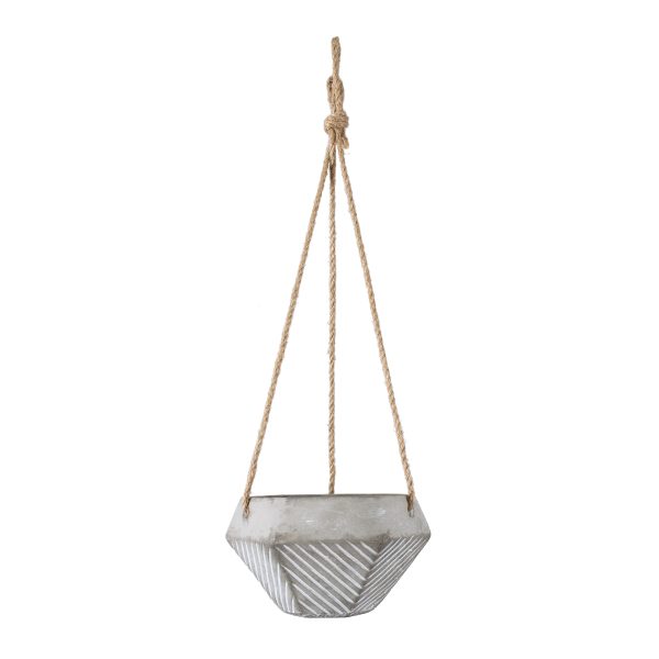 GloboStar® Artificial Garden SARAKINIKO 20490 Κρεμαστό Πήλινο Κεραμικό Κασπώ Γλάστρα - Flower Pot Γκρι Φ10cm x Υ36cm