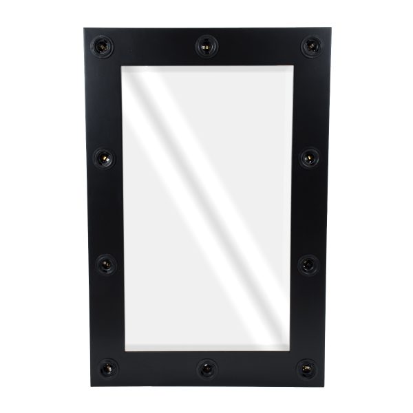 GloboStar® MAKEUP MIRROR-60x90-5 Μοντέρνος Καθρέπτης Μακιγιάζ με Πλαίσιο Φυσικού Ξύλου με Διακόπτη On/Off 10 x E27 AC220-240V - Μ60 x Π7 x Υ90cm - Μαύρος Έβενος
