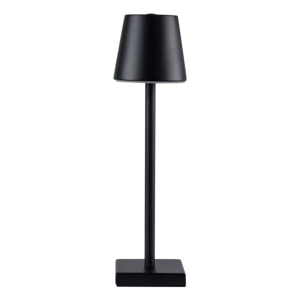 GloboStar® NEGA 60473 Μοντέρνο Επιτραπέζιο Φωτιστικό Πορτατίφ LED 2.2W 154lm 360° DC 5V Επαναφορτιζόμενο με Μπαταρία Li-ion 4000mAh - Διακόπτη Αφής - Θερμό Λευκό 2700K - Dimmable - D10 x H39cm - Μαύρο - 2 Years Warranty