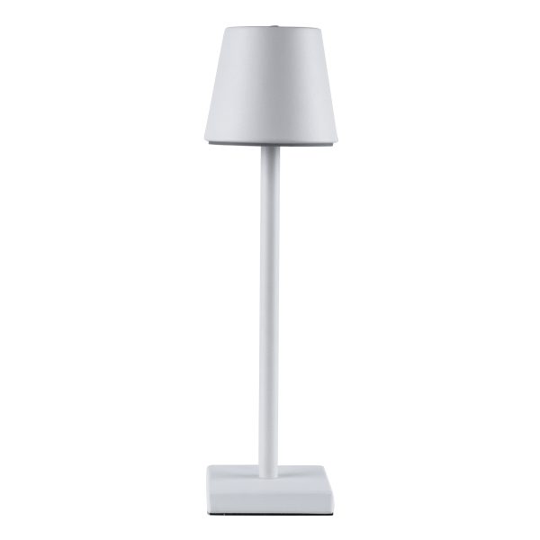 GloboStar® NEGA 60474 Μοντέρνο Επιτραπέζιο Φωτιστικό Πορτατίφ LED 2.2W 154lm 360° DC 5V Επαναφορτιζόμενο με Μπαταρία Li-ion 4000mAh - Διακόπτη Αφής - Θερμό Λευκό 2700K - Dimmable - D10 x H39cm - Λευκό - 2 Years Warranty