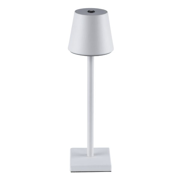 GloboStar® NEGA 60474 Μοντέρνο Επιτραπέζιο Φωτιστικό Πορτατίφ LED 2.2W 154lm 360° DC 5V Επαναφορτιζόμενο με Μπαταρία Li-ion 4000mAh - Διακόπτη Αφής - Θερμό Λευκό 2700K - Dimmable - D10 x H39cm - Λευκό - 2 Years Warranty