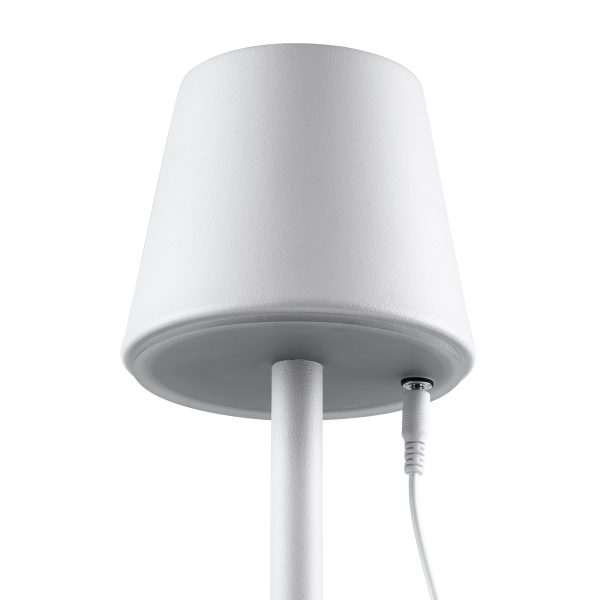 GloboStar® NEGA 60474 Μοντέρνο Επιτραπέζιο Φωτιστικό Πορτατίφ LED 2.2W 154lm 360° DC 5V Επαναφορτιζόμενο με Μπαταρία Li-ion 4000mAh - Διακόπτη Αφής - Θερμό Λευκό 2700K - Dimmable - D10 x H39cm - Λευκό - 2 Years Warranty