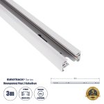 GloboStar® 2L-EUROTRACK 60985-3Μ Μονοφασική Ράγα 2 Καλωδίων για Σποτ Ράγας LED AC 220-240V IP20 Μ300 x Π3.4 x Υ2cm - EUROTRACK® System 1L+1N - Αλουμίνιο - Λευκό - 3 Μέτρα - 5 Χρόνια Εγγύηση