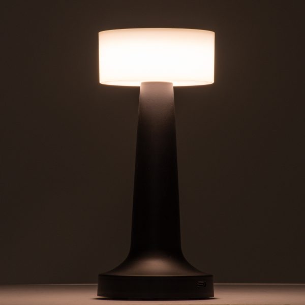 GloboStar® NANNA 76472 Μοντέρνο Επιτραπέζιο Φωτιστικό Πορτατίφ LED 1.5W 105lm 120° DC 5V Επαναφορτιζόμενο με Μπαταρία Li-ion 1800mAh - Διακόπτη Αφής με 3 Εναλλαγές Φωτισμού CCT Θερμό - Φυσικό - Ψυχρό 1500K - 4500K - 6000K Dimmable - D9 x 21cm - Μαύρο