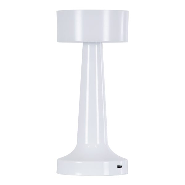 GloboStar® NANNA 76471 Μοντέρνο Επιτραπέζιο Φωτιστικό Πορτατίφ LED 1.5W 105lm 120° DC 5V Επαναφορτιζόμενο με Μπαταρία Li-ion 1800mAh - Διακόπτη Αφής με 3 Εναλλαγές Φωτισμού CCT Θερμό - Φυσικό - Ψυχρό 1500K - 4500K - 6000K Dimmable - D9 x 21cm - Λευκό