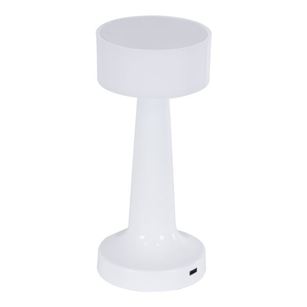 GloboStar® NANNA 76471 Μοντέρνο Επιτραπέζιο Φωτιστικό Πορτατίφ LED 1.5W 105lm 120° DC 5V Επαναφορτιζόμενο με Μπαταρία Li-ion 1800mAh - Διακόπτη Αφής με 3 Εναλλαγές Φωτισμού CCT Θερμό - Φυσικό - Ψυχρό 1500K - 4500K - 6000K Dimmable - D9 x 21cm - Λευκό