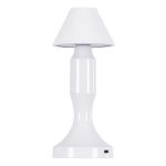 GloboStar® LUNNA 76476 Μοντέρνο Επιτραπέζιο Φωτιστικό Πορτατίφ LED 1.5W 105lm 120° DC 5V Επαναφορτιζόμενο με Μπαταρία Li-ion 1800mAh - Διακόπτη Αφής με 3 Εναλλαγές Φωτισμού CCT Θερμό - Φυσικό - Ψυχρό 1500K - 4500K - 6000K Dimmable - D9 x 23cm - Λευκό