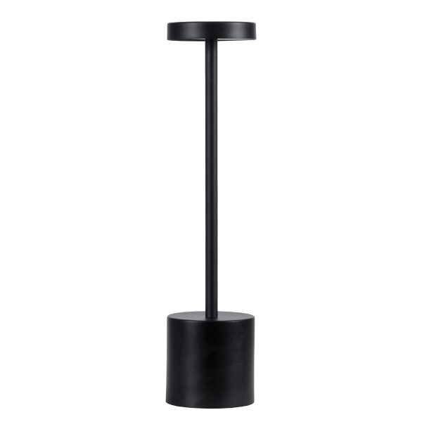 GloboStar® JOJO 76520 Μοντέρνο Επιτραπέζιο Φωτιστικό Πορτατίφ LED 1.5W 105lm 120° DC 5V Επαναφορτιζόμενο με Μπαταρία Li-ion 1800mAh - Διακόπτη Αφής με 3 Εναλλαγές Φωτισμού CCT Θερμό - Φυσικό - Ψυχρό 1500K - 4500K - 6000K Dimmable - D8 x H34cm - Μαύρο