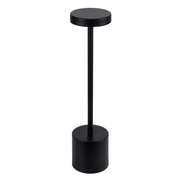 GloboStar® JOJO 76520 Μοντέρνο Επιτραπέζιο Φωτιστικό Πορτατίφ LED 1.5W 105lm 120° DC 5V Επαναφορτιζόμενο με Μπαταρία Li-ion 1800mAh - Διακόπτη Αφής με 3 Εναλλαγές Φωτισμού CCT Θερμό - Φυσικό - Ψυχρό 1500K - 4500K - 6000K Dimmable - D8 x H34cm - Μαύρο