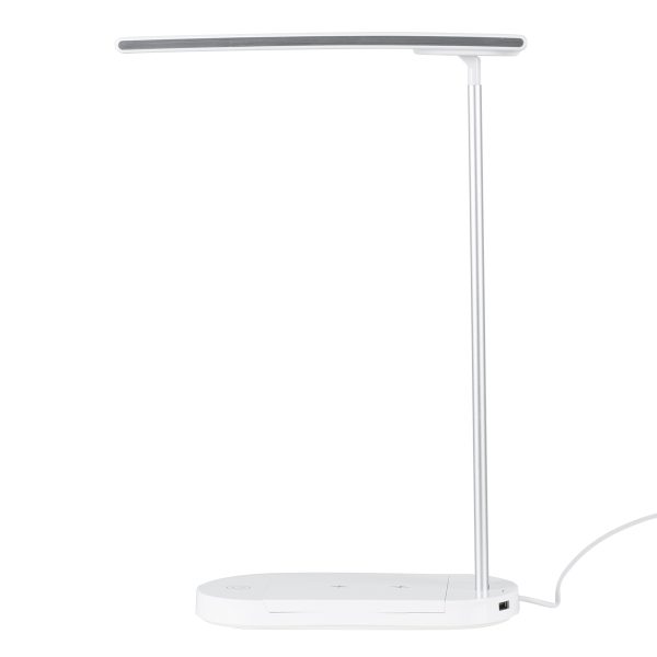 GloboStar® FIARIA 76531 Μοντέρνο Επιτραπέζιο Φωτιστικό Πορτατίφ LED 5W 500lm 180° DC 5V - με Ασύρματη Φόρτιση - Wireless Charger - Διακόπτη Αφής - CCT Θερμό Λευκό 2700K - Φυσικό Λευκό 4500K - Ψυχρό Λευκό 6000K Dimmable - Μ25 x Π10.5 x Υ35.5 - Λευκό