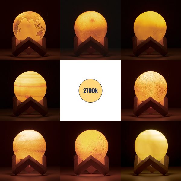 GloboStar® MOON 79609 Σετ 8 Τεμ. Μοντέρνα Επιτραπέζια Φωτιστικα Πορτατίφ LED 2W 120lm 360° DC 5V - Εναλλαγή Φωτισμού μέσω Τηλεχειριστηρίου & Αφής - Dimmable - CCT Θερμό Λευκό 3000K - Ψυχρό Λευκό 6000K  - Φ8 x Υ11 - Πολύχρωμα