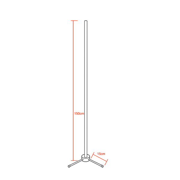 Μοντέρνο Minimal Επιδαπέδιο Μαύρο Φωτιστικό 150cm LED 24 Watt με Ασύρματο Χειριστήριο RF & Dimmer Πράσινο GloboStar ALIEN Design GLOBO-150-5