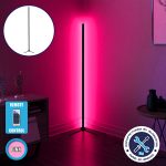 Μοντέρνο Minimal Επιδαπέδιο Μαύρο Φωτιστικό 250cm LED 40 Watt με Ασύρματο Χειριστήριο RF & Dimmer Ροζ GloboStar ALIEN Design GLOBO-250-7