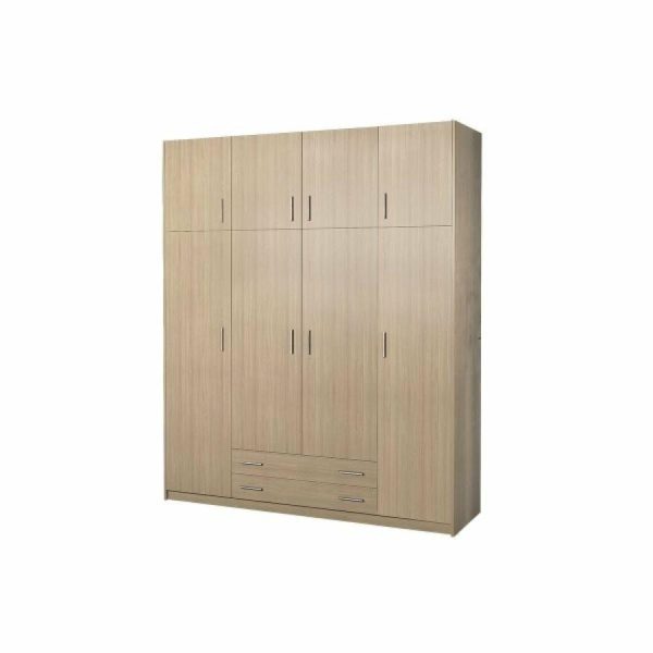 Ντουλάπα τετράφυλλη με πατάρι 200x240x60 δρυς