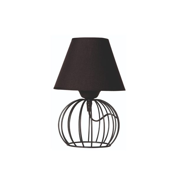 GLOBOSTAR® SHAPE 202-0057 MODERN TABLE LIGHT 1 X E27 IP20 BLACK METAL WITH BLACK FABRIC - L40 X W40 X H27CM