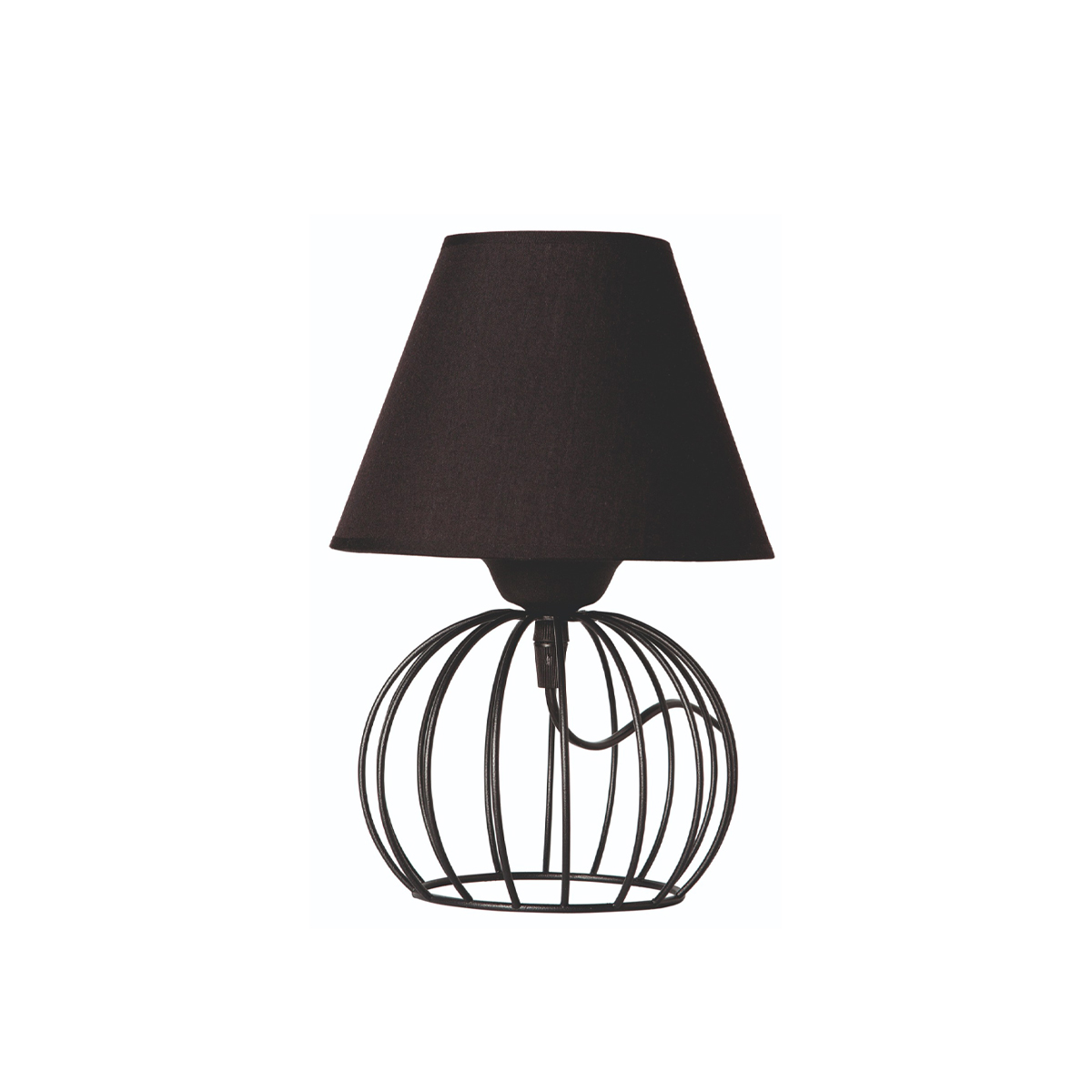 GLOBOSTAR® SHAPE 202-0057 MODERN TABLE LIGHT 1 X E27 IP20 BLACK METAL WITH BLACK FABRIC - L40 X W40 X H27CM