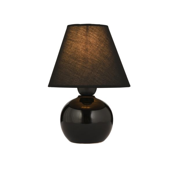 GLOBOSTAR® FANCY 202-0065 VINTAGE TABLE LIGHT 1 X E27 IP20 BLACK KERAMIC BASE WITH BLACK COVER - L18 X W18 X H24CM