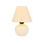 GLOBOSTAR® FANCY 202-0066 VINTAGE TABLE LIGHT 1 X E27 IP20 BEIGE KERAMIC BASE WITH BEIGE COVE - L18 X W18 X H24CM