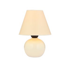 GLOBOSTAR® FANCY 202-0066 VINTAGE TABLE LIGHT 1 X E27 IP20 BEIGE KERAMIC BASE WITH BEIGE COVE - L18 X W18 X H24CM