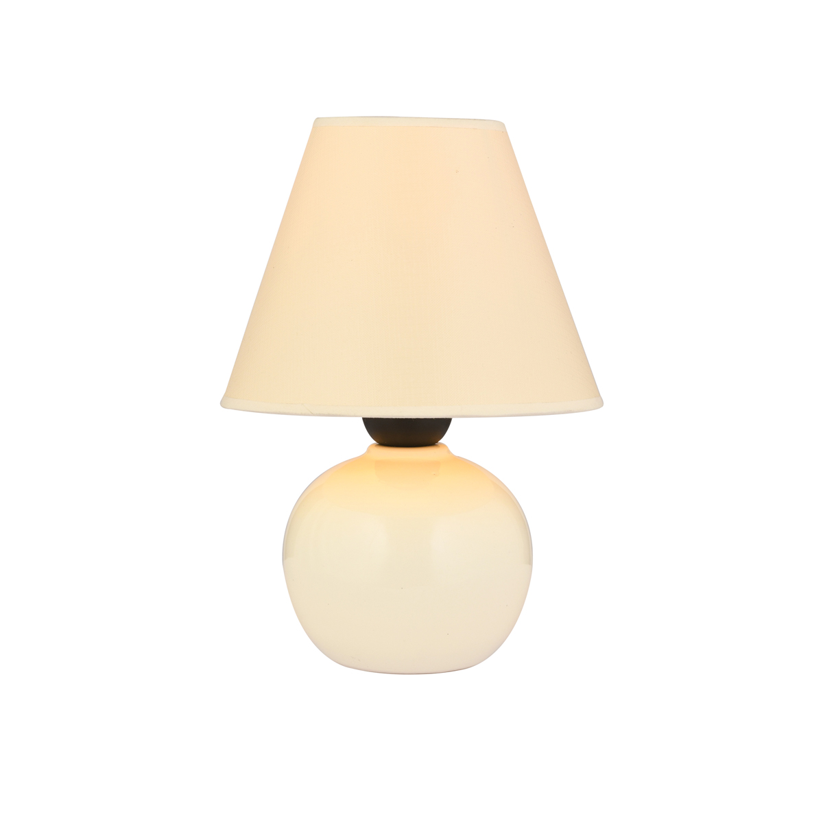 GLOBOSTAR® FANCY 202-0066 VINTAGE TABLE LIGHT 1 X E27 IP20 BEIGE KERAMIC BASE WITH BEIGE COVE - L18 X W18 X H24CM