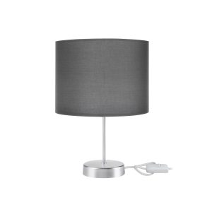 GloboStar® WIZ 203-0179 Μοντέρνο Επιτραπέζιο Φωτιστικό Μονόφωτο 1 x E27 IP20 Ασημί Μέταλλο Με Γκρι Καπέλο- Μ22 x Π22 x Υ36.5cm