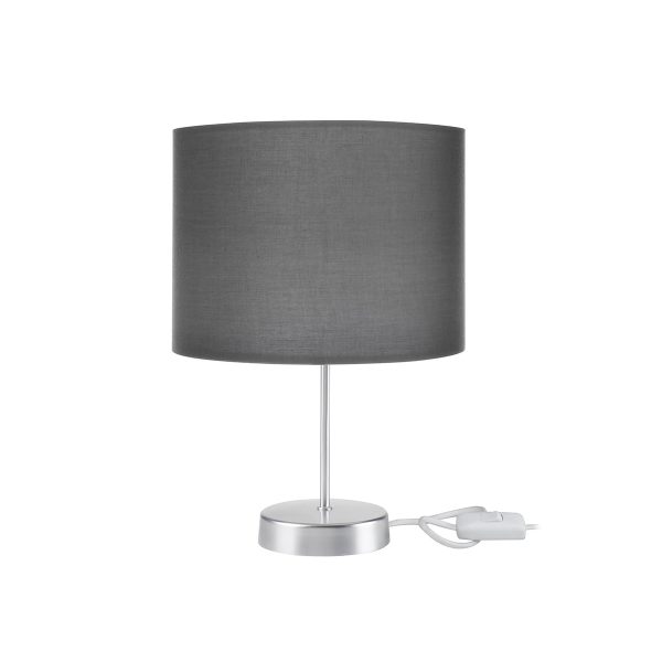 GloboStar® WIZ 203-0179 Μοντέρνο Επιτραπέζιο Φωτιστικό Μονόφωτο 1 x E27 IP20 Ασημί Μέταλλο Με Γκρι Καπέλο- Μ22 x Π22 x Υ36.5cm