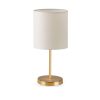 GloboStar® GLOSSY 204-0078 Μοντέρνο Eπιτραπέζιο Φωτιστικό Μονόφωτο 1 x E27 IP20 Χρυσό Μέταλλο με Μπεζ Ύφασμα - Μ15 x Π15 x Υ39cm