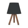 GloboStar® CAP 204-0068 Μοντέρνο Eπιτραπέζιο Φωτιστικό Μονόφωτο 1 x E27 IP20 Καρυδί Ξύλο με Μαύρο Ύφασμα - Μ22 x Π22 x Υ33cm
