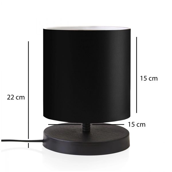 GloboStar® MINNIE 204-0063 Μοντέρνο Eπιτραπέζιο Φωτιστικό Μονόφωτο 1 x E27 IP20 Μαύρο Ξύλο με Μαύρο Ύφασμα - Μ15 x Π15 x Υ22cm