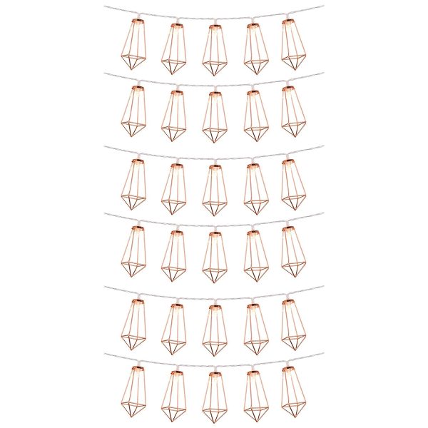 79805 Διακοσμητική Γιρλάντα Bronze Cone 4 Μέτρα με Διακόπτη On/Off - 30 LED 3W με Μπαταρίες 3xAA & Διάφανο Καλώδιο IP20 Θερμό Λευκό 2700K Μ4m